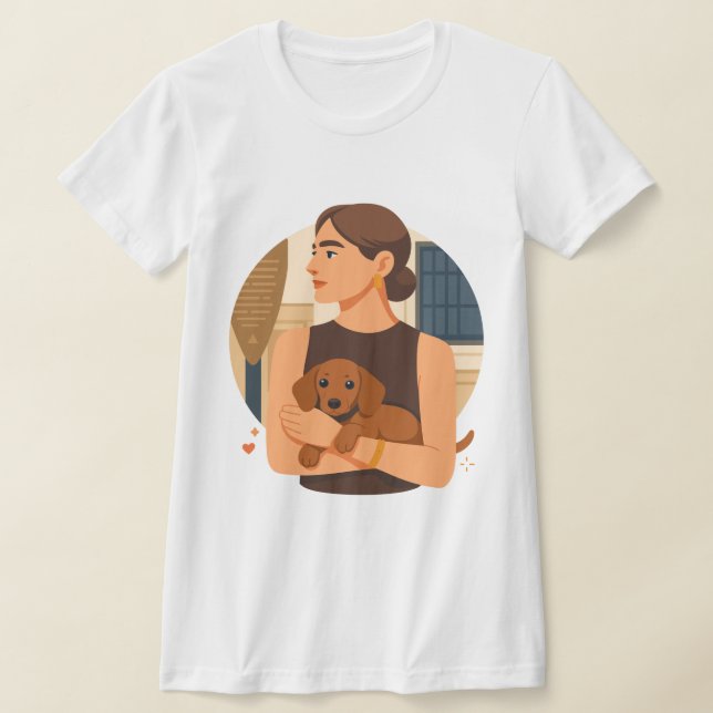 Modern Dog Mom Aesthetic With Cute Puppy T Shirt (Laydown)