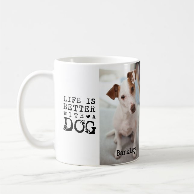 Modern Dog Pet Quote Photo Template Mug Kaffemugg (Vänster)
