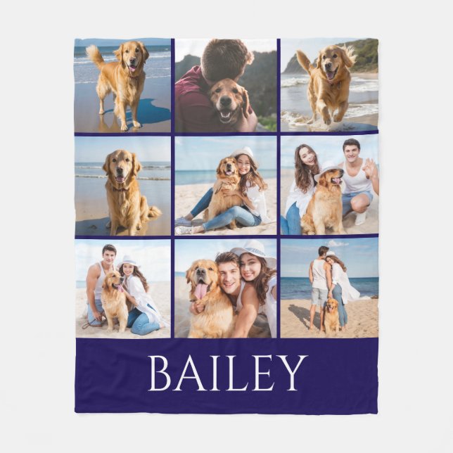  Modern Dog Photo Collage Personalized   Fleecefilt (Framsidan)