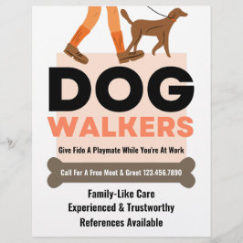 Modern Dog Walker Bone Pet Sitter Flyer