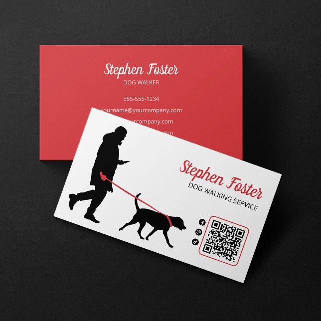 Modern Dog Walker Pet Sitta Hund Walking Service Visitkort (Skapare uppladdad)