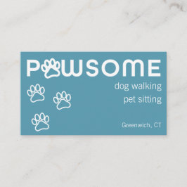 Modern Dog Walker Pet Sitter Pawsome Blue Grönt Visitkort