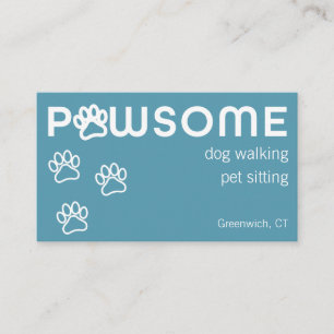 Modern Dog Walker Pet Sitter Pawsome Blue Grönt Visitkort