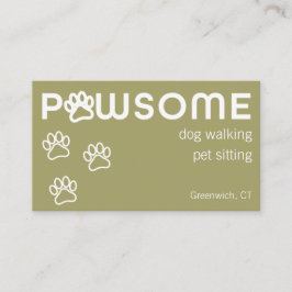 Modern Dog Walker Pet Sitter Pawsome Soft Grönt Visitkort