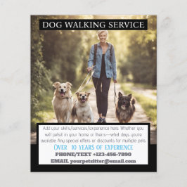 MODERN Dog Walker Pet Sitter Photo Small Business Flygblad