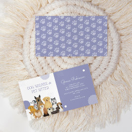 Modern Dog Walker Pet Sitter Watercolor Lila Visitkort