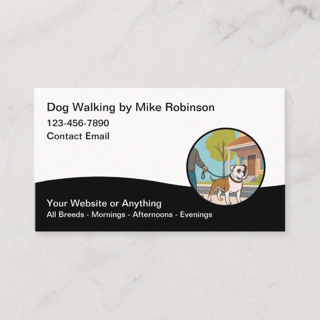 Modern Dog Walking Services Business Cards Visitkort (Framsida)