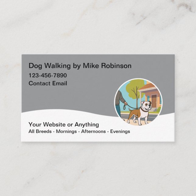 Modern Dog Walking Services Business Cards Visitkort (Framsida)