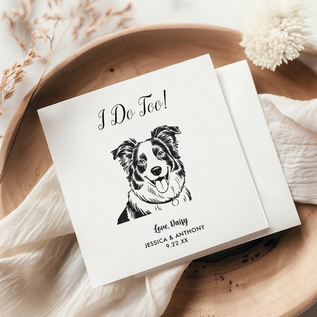 Modern Dog Wedding Cocktail Napkins  Pappersservett (Skapare uppladdad)