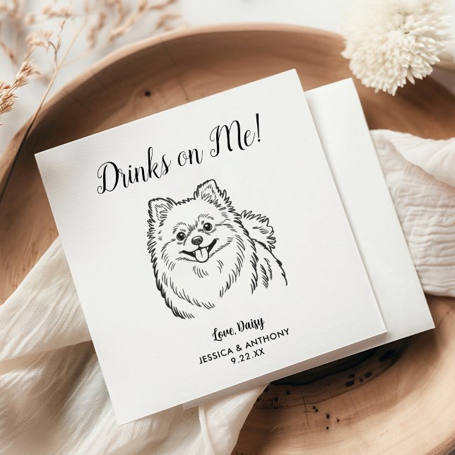 Modern Dog Wedding Cocktail Napkins  Pappersservett (Skapare uppladdad)