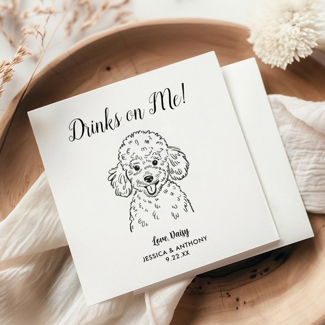 Modern Dog Wedding Cocktail Napkins  Pappersservett (Skapare uppladdad)