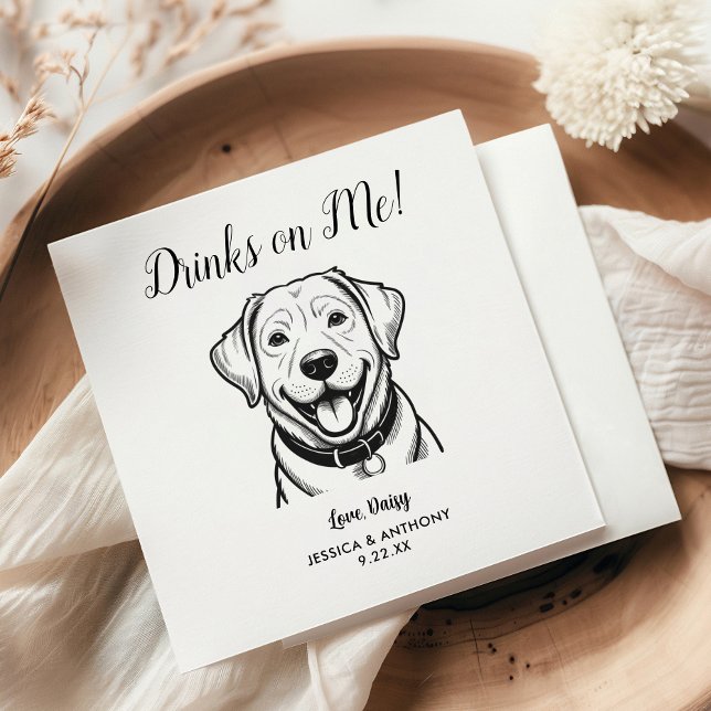 Modern Dog Wedding Cocktail Napkins  Pappersservett (Skapare uppladdad)