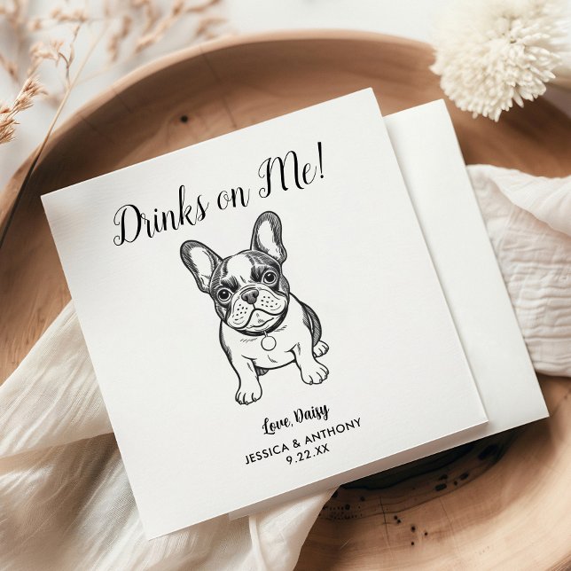 Modern Dog Wedding Cocktail Napkins  Pappersservett (Skapare uppladdad)