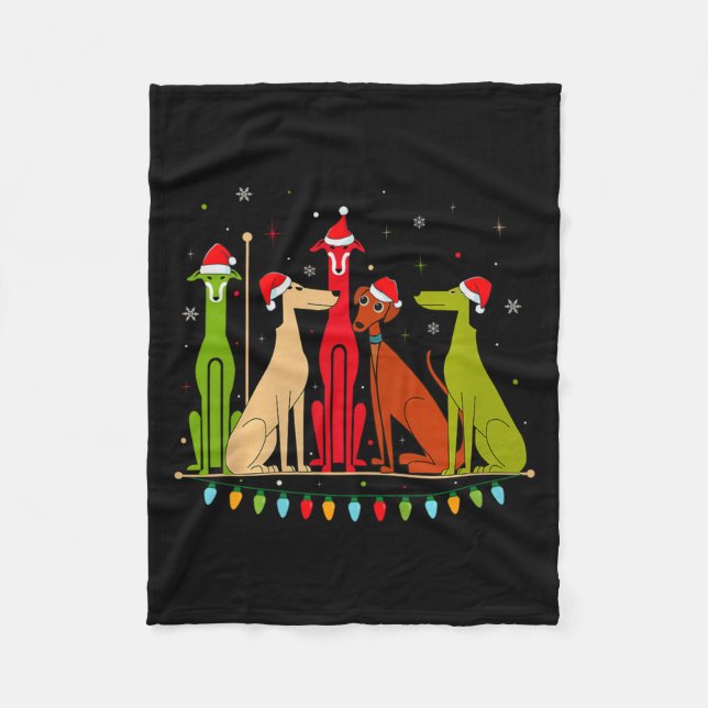 Modern Dogs 60s 70s 80s Style Funny Dogs Christmas Fleecefilt (Framsidan)