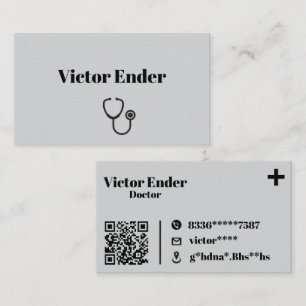 Modern Doktor-Affärskort med QR-kod - Grått & Visitkort