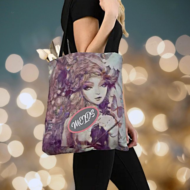 Modern Doll Music Violin Puppet Tote Bag Tygkasse (Skapare uppladdad)