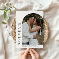 Modern Dome Off Center Photo Save Date Card