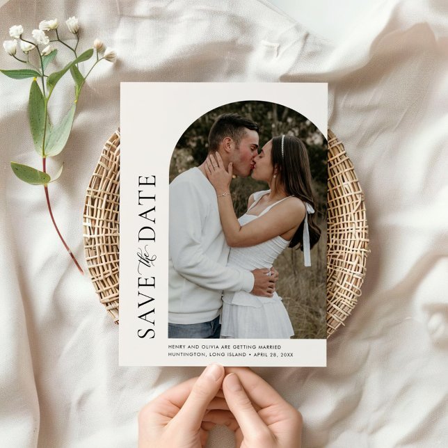 Modern Dome Off Center Photo Save Date Card Inbjudningar (Skapare uppladdad)