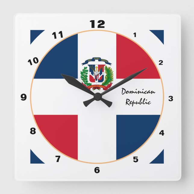 Modern Dominikanska Flagga, Dominikanska republike Fyrkantig Klocka (Framsida)
