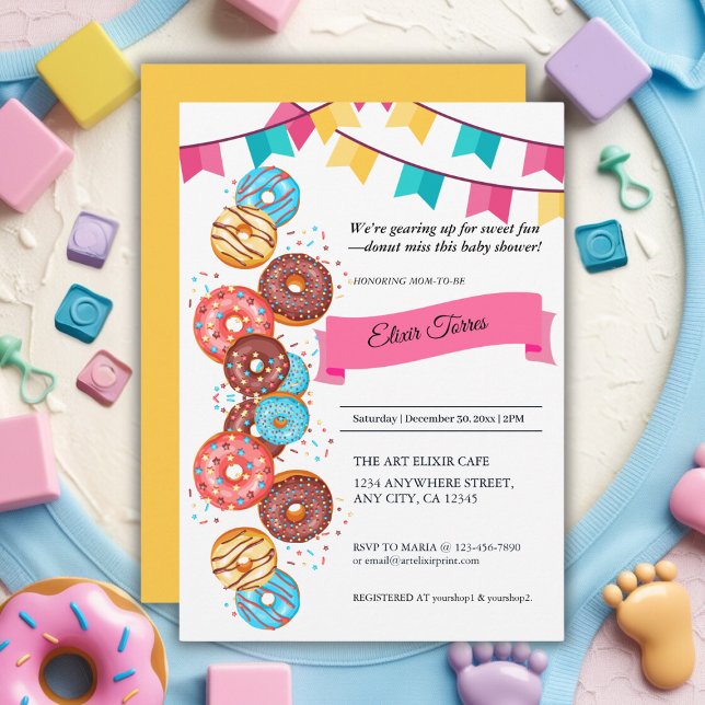 Modern Donut Baby Sprinkles Baby Shower-inbjudan Inbjudningar (Skapare uppladdad)