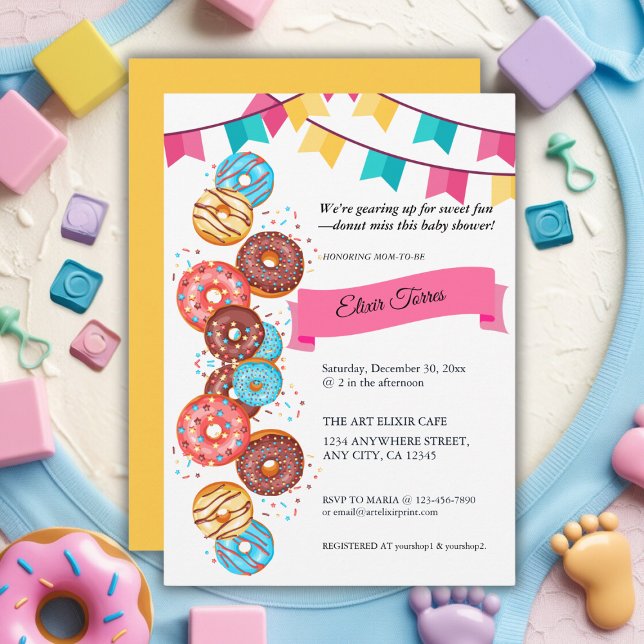 Modern Donut Baby Sprinkles Baby Shower-inbjudan Inbjudningar (Skapare uppladdad)