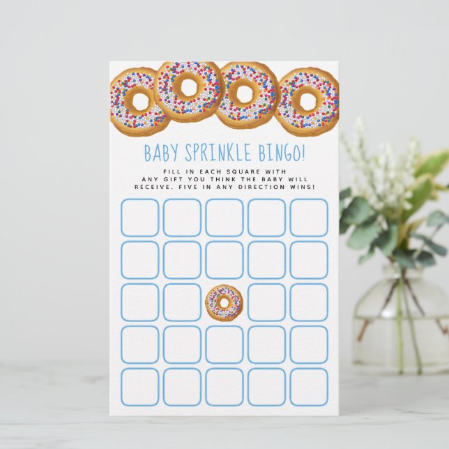 Modern Donut Boys Baby Shower Sprinkle Bingo (Stående Fram)