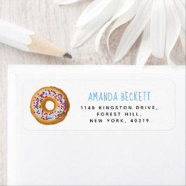 Modern Donut Boys Baby Shower Sprinkle Returadress Etikett