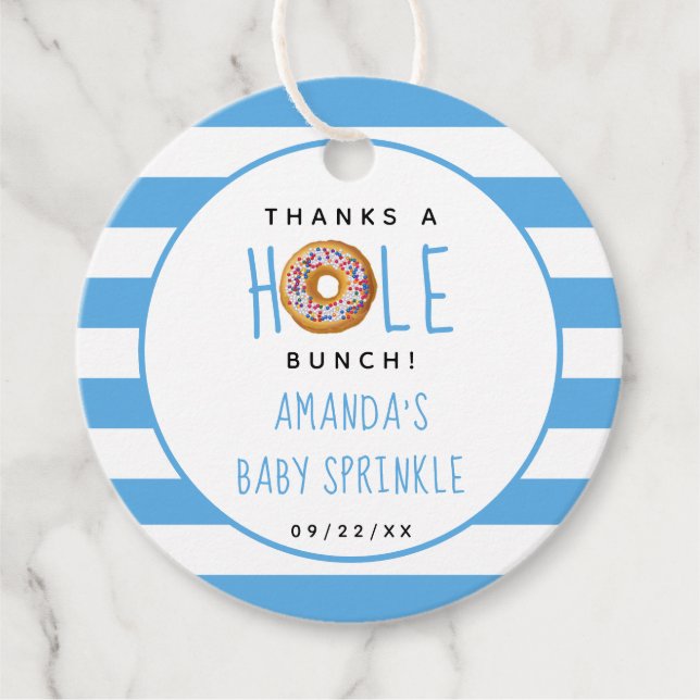 Modern Donut Boys Baby Shower Sprinkle Tack Gåvor Etiketter (Framsida)