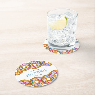 Modern Donut Boys Baby Shower Sprinkle Underlägg Papper Rund