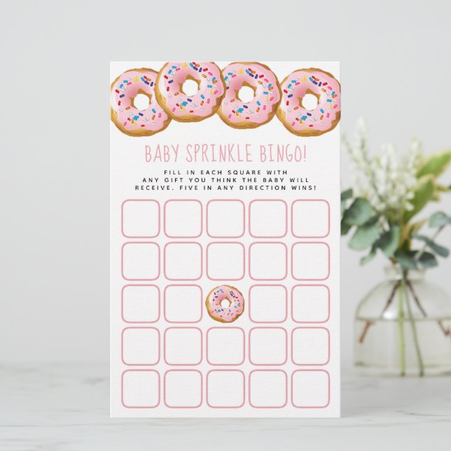 Modern Donut Girls Baby Shower Sprinkle Bingo (Stående Fram)