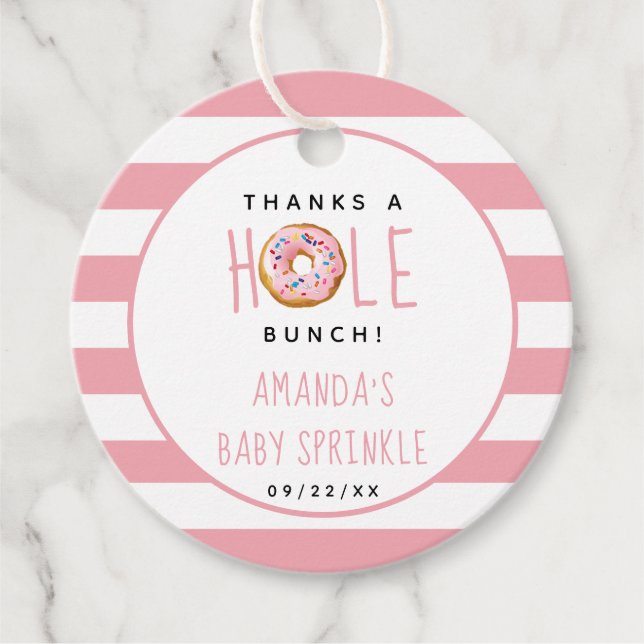 Modern Donut Girls Baby Shower Sprinkle Tack Gåvor Etiketter (Framsida)