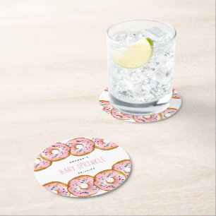 Modern Donut Girls Baby Shower Sprinkle Underlägg Papper Rund