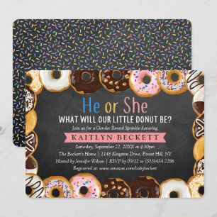 Modern Donut Sprinkle Gender Reveal Party Inbjudningar