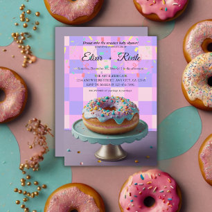 Modern Donut Sprinkles Checkered Baby Shower Inbjudningar