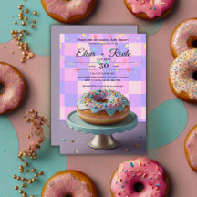 Modern Donut Sprinkles Checkered Baby Shower