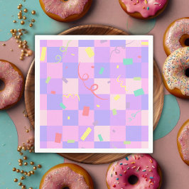 Modern Donut Sprinkles Checkered Baby Shower Pappersservett