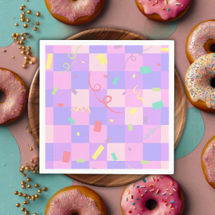 Modern Donut Sprinkles Checkered Baby Shower Pappersservett
