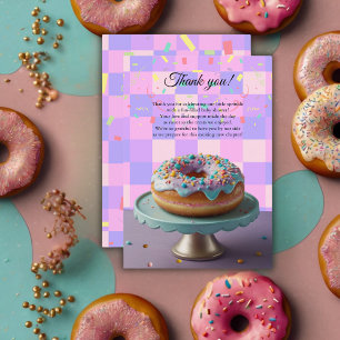 Modern Donut Sprinkles Checkered Baby Shower Tack Kort