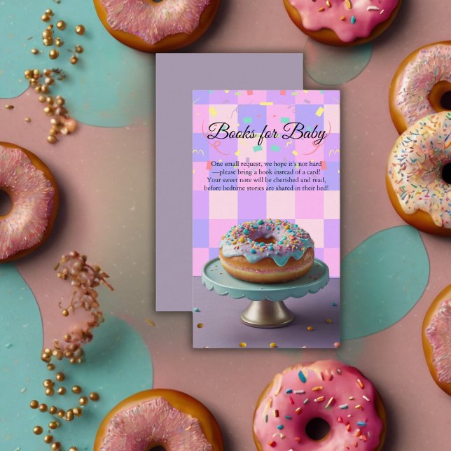 Modern Donut Sprinkles Checkered Baby Shower Tilläggskort (Skapare uppladdad)