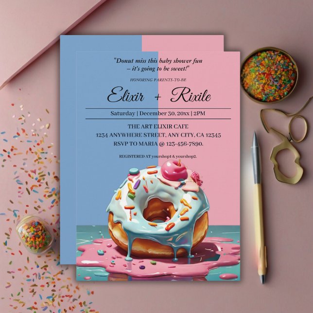 Modern Donut Sprinkles Gender Neutral Baby Shower Inbjudningar (Skapare uppladdad)