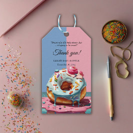 Modern Donut Sprinkles Gender Neutral Baby Shower Presentetikett
