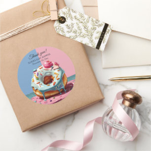 Modern Donut Sprinkles Gender Neutral Baby Shower Runt Klistermärke