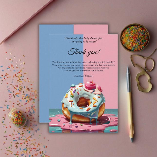 Modern Donut Sprinkles Gender Neutral Baby Shower Tack Kort (Skapare uppladdad)