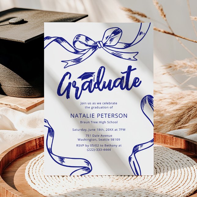 Modern Doodle Blå Scharfslutsfirande Inbjudningar (Skapare uppladdad)