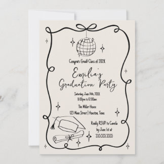 Modern doodle Graduation Invitation Inbjudningar