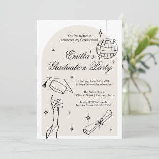 Modern doodle Graduation Invitation Inbjudningar