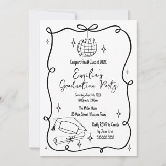 Modern doodle Graduation Invitation Inbjudningar