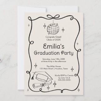 Modern doodle Graduation Invitation Inbjudningar
