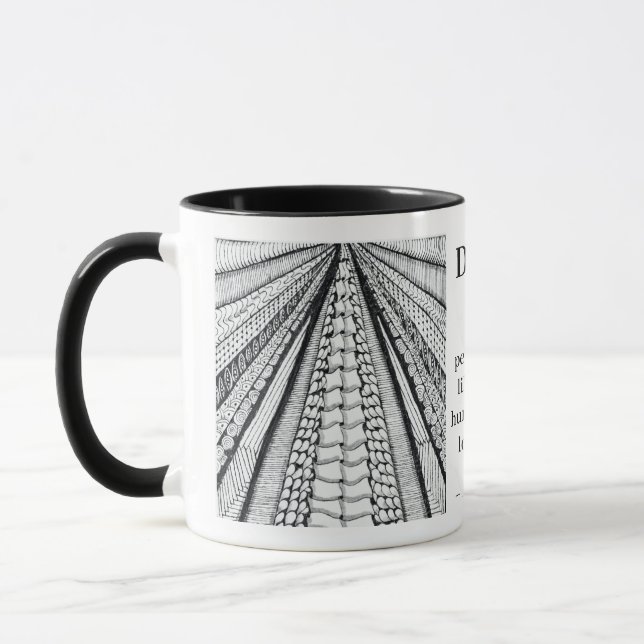Modern Doodle med Citat om Perspektiv och Namn Mugg (Vänster)