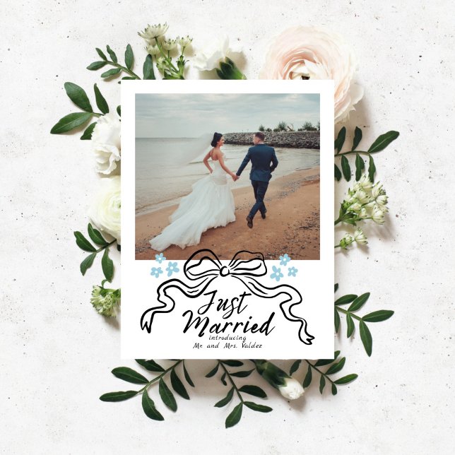 Modern Doodle Nyligen Gift Bröllopsfotobeannannser Meddelande Vykort (Skapare uppladdad)